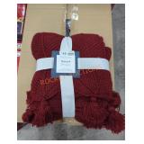 Charter Club Red Knit Chevron Throw