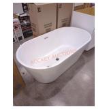 59" Freestanding Flatbottom Enameled Bathtub