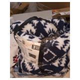 Navy Sherpa Throw Blanket & Pillows