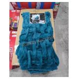 Ruched Teal Faux Fur Throw