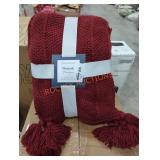 Charter Club Red Knit Chevron Throw