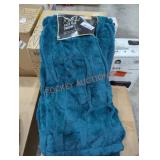 Ruched Teal Faux Fur Throw