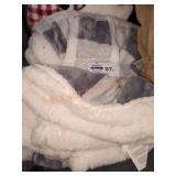 Gray & White Flannel Sherpa Blanket