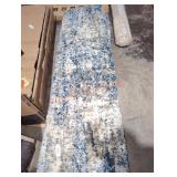 White/Blue Plush Area Rug