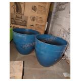 Medium 13.5" Blue Plastic Planter, 2pk
