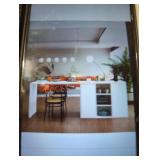 White wood 82.7" kitchen dining island and