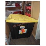 HDX tough tote 27 gal black with yellow lid