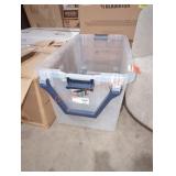 Sterilite 160 qt clear tote. No lid