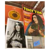 Tiny Tim lot( signed headshot,45 record and