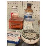 Vintage medicinal, small tins and jars