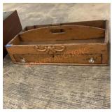 Antique primitive wooden caddy with pull out