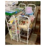 Metal thin storage carts with contents