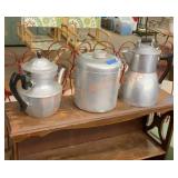 Vintage, aluminum teapot, coffee, pot, and