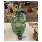 Vintage green glass barrel keg