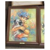 Vintage framed art by Lisette Dewinne (skippy,