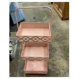 Rolling three shelf pink metal cart