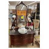 Antique wash stand with claw feet and Koi fish