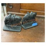 Vintage horse cast-iron bookends, stamped CVI