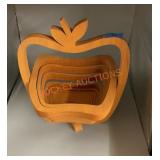 Handmade wooden apple fruit bowl signed