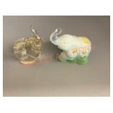 Glass elephant paperweights