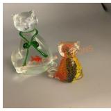 Glass cat paperweights