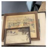 Antique framed art lot