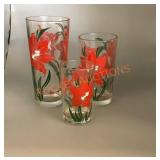 Vintage, peanut butter, glass set amaryllis (