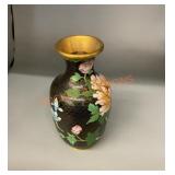 Vintage cloisonné peony vase