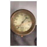 Large 6" Early  Vintage Brass Ashcroft Pressure