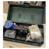 Plastic tackle box with fishing gear