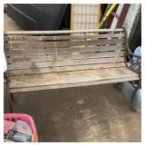 50" vintage outdoor bench with cast iron lion