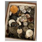 Antique button box lot