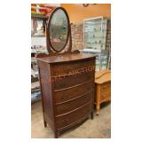 Antique bowfront, highboy dresser