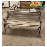 50" vintage, cast-iron and wood bench with lion