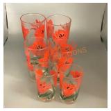 Vintage peanut butter glasses  red tulips