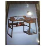 Brown modern drafting table hutch
