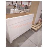 48" W x 18.5" D x 34" H white vanity base