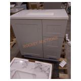 Approximately 30.5" x 18.5" x 34.5" bath vanity