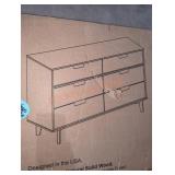 Pine Wood 6-Drawer Groove Handle Dresser