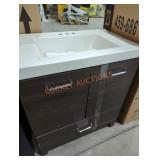 30" W x 19" D x 34" H brown bathroom sink vanity