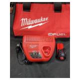 Milwaukee M12 Battery, Charger, & Tool Bag