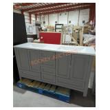 60" x 19" x 33" gray double sink bathroom vanity
