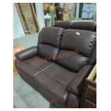 Brown leather loveseat recliners