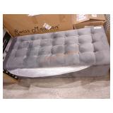 41"Grey Velvet Button-Tufted Storage Ottoman