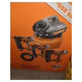 RIDGID 6 gal. Air compressor and 3 nail guns