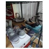 Shelf lot of 18 different size and style footwear