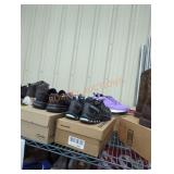 Shelf lot of 12 different size and style footwear