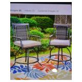 Swivel Metal Outdoor Bar Stool with Grey Cushion