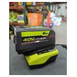 Ryobi 40v 6 ah battery and charger