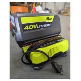 Ryobi 40v 6 ah battery and charger